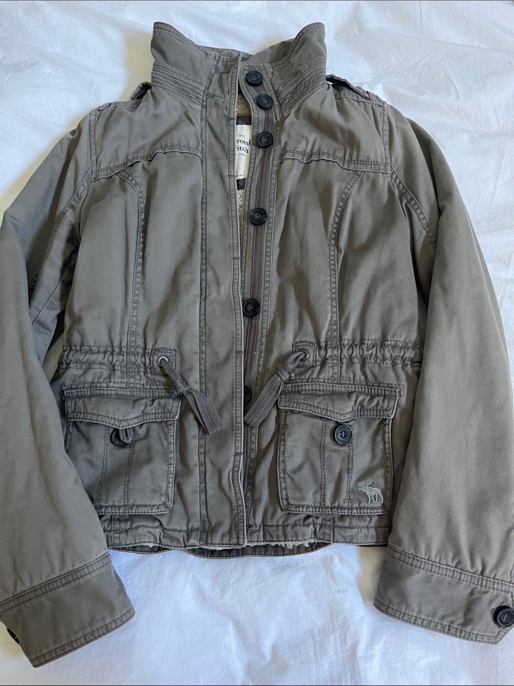 Abercrombie & Fitch Y2K vintage military utility coat jacket cinch waist pockets
